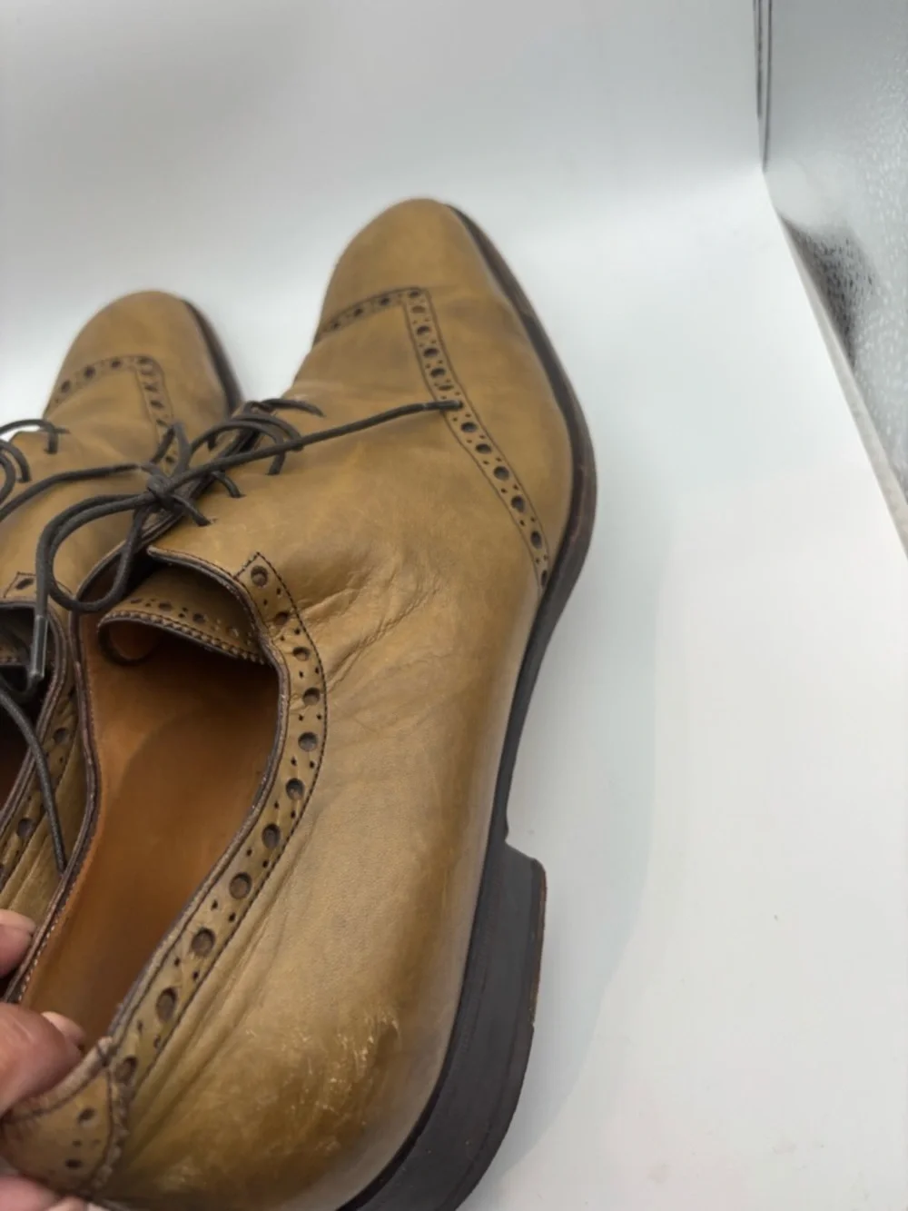 Yves Saint Laurent Men's Tan Leather Brogue Oxford Shoes